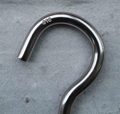 Clothesline hook, stainless steel, AISI 316